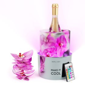 LED Wine Chiller Ice Bucket Mold with Remote Control Stainless Steel Perfect for Cooling and Presenting Wine Champagne and Other Beverages RGB LED Lig